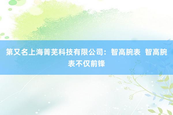 第又名上海菁芜科技有限公司:智高腕表 智高腕表不仅前锋